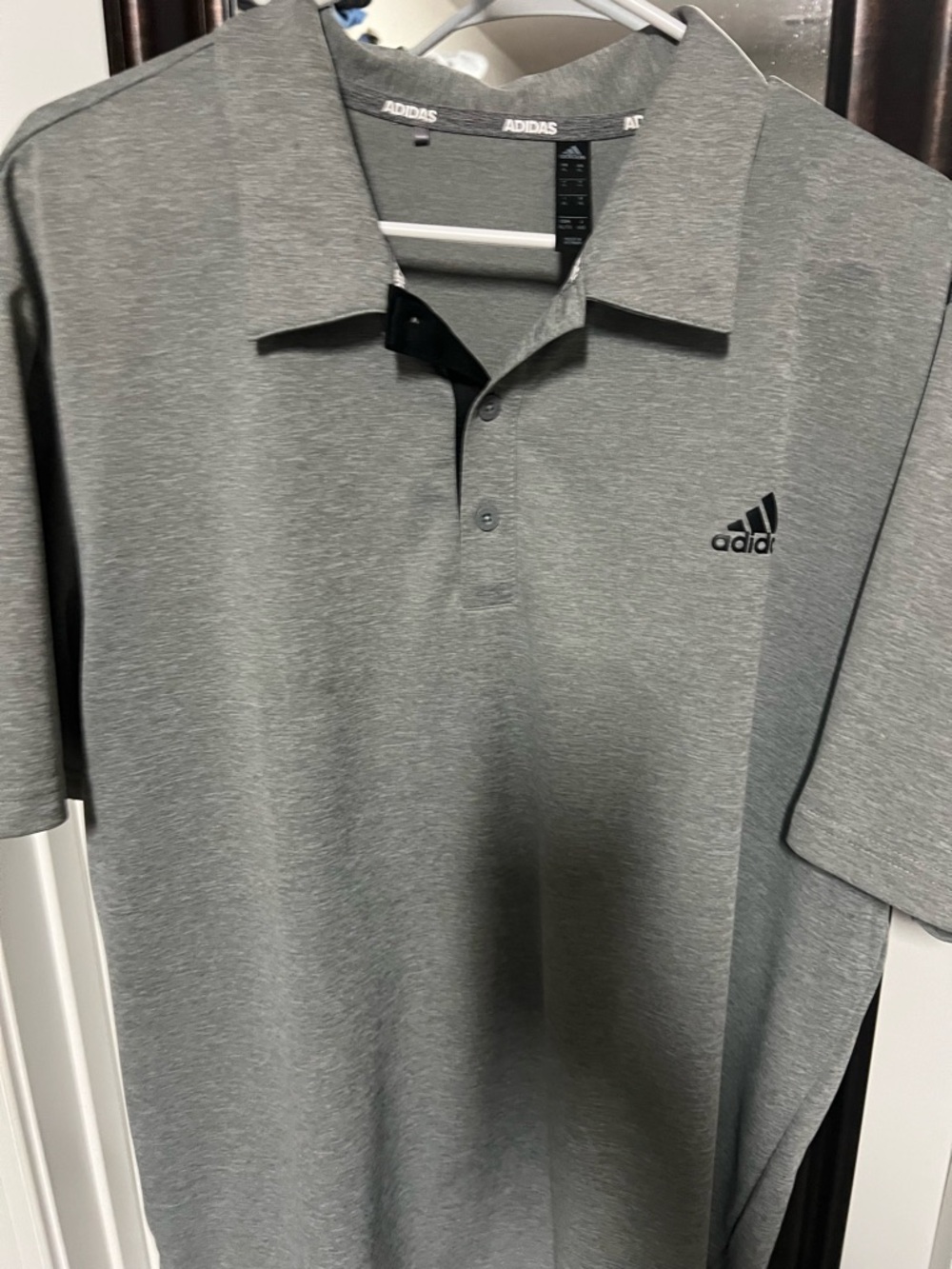 adidas Heather Gray Men's Polo with Black Logo